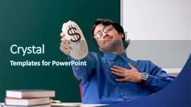  Presentation with parent teacher conference pencil crayons - Slide set consisting of money lessons - young male teacher in front background and a  colored foreground