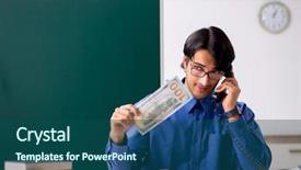  Presentation with teacher diversity - Presentation theme featuring money lessons - young male teacher in front background and a  colored foreground