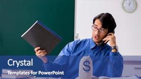  Presentation with medical teacher - Beautiful presentation design featuring money lessons - young male teacher in front backdrop and a  colored foreground