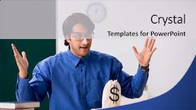  Presentation with medical teacher - Colorful PPT theme enhanced with money lessons - young male teacher in front backdrop and a  colored foreground