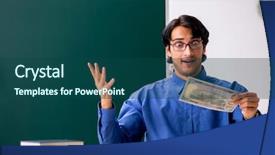  Presentation with dance teacher and children - PPT theme having money lessons - young male teacher in front background and a ocean colored foreground