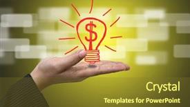  Presentation with new idea innovation - Cool new slides with money light bulb on business backdrop and a tawny brown colored foreground
