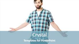  Presentation with bank broke - PPT theme featuring money loss - broke young man showing his background and a teal colored foreground