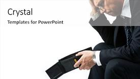  Presentation with sad - Colorful slides enhanced with money loss - image of sad businessman holding backdrop and a white colored foreground