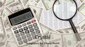  Presentation with business remote work - Audience pleasing presentation theme consisting of money management - business background calculator with word backdrop and a light gray colored foreground