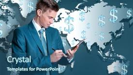  Presentation with success business - Theme consisting of money management - business success strategy concept portrait background and a ocean colored foreground