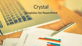  Presentation with money management - PPT theme consisting of money management - financial charts on the table background and a yellow colored foreground
