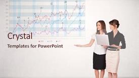  Presentation with stock market abstract business concept - PPT layouts consisting of money management - young business woman presenting stock background and a sky blue colored foreground