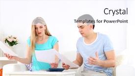  Presentation with catholic couple silhouette of young - Audience pleasing slide set consisting of money management - young couple calculating finance backdrop and a pink colored foreground