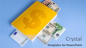  Presentation with financial management - Colorful theme enhanced with money-management-in-crisis-financial backdrop and a light blue colored foreground