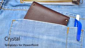  Presentation with money back - Colorful PPT theme enhanced with money matters - wallet halfway backdrop and a light blue colored foreground