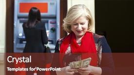  Presentation with machine shop - Slide set having money near automated teller machine background and a  colored foreground