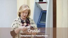  Presentation with machine shop - Slide set featuring money near automated teller machine background and a  colored foreground