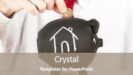  Presentation with piggy bank - Cool new slides with money on a piggy bank backdrop and a coral colored foreground