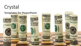  Presentation with chess money - Beautiful PPT theme featuring money on chess board isolated backdrop and a white colored foreground