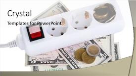  Presentation with solar electricity - Cool new PPT theme with money on electricity backdrop and a white colored foreground