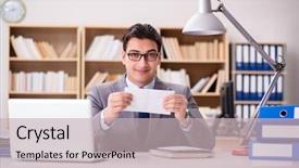  Presentation with hope letter - Presentation design enhanced with money order - businessman receiving letter background and a soft green colored foreground