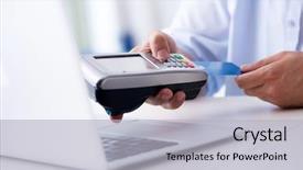  Presentation with card transaction - Audience pleasing presentation theme consisting of money order - man processing credit card transaction backdrop and a light gray colored foreground