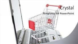  Presentation with online shopping - Slide deck having money order - online shopping shopping cart background and a pink colored foreground