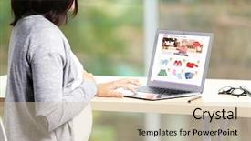  Presentation with pregnant woman - Theme with money order - pregnant woman using laptop background and a soft green colored foreground