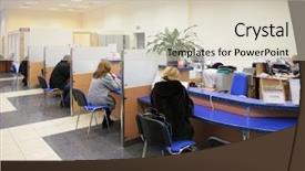  Presentation with bank - PPT theme with money order - visitors in bank background and a soft green colored foreground