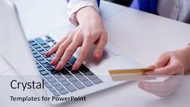  Presentation with online pornography - Beautiful slide deck featuring money order - woman buying online with credit backdrop and a light blue colored foreground