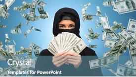  Presentation with islamic finance - Audience pleasing PPT theme consisting of money over blue background backdrop and a seafoam green colored foreground