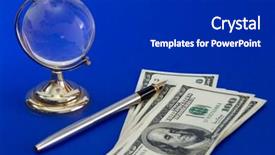  Presentation with green globe - Colorful presentation design enhanced with money pen and globe backdrop and a dark gray colored foreground