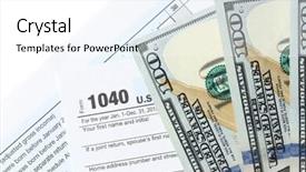  Presentation with income tax - Colorful slides enhanced with money pit - 1040 individual income tax return backdrop and a white colored foreground