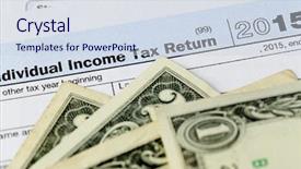  Presentation with tax income - PPT theme with money pit - 1040 individual income tax return background and a  colored foreground