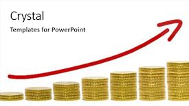  Presentation with diagram - Audience pleasing theme consisting of money pound sign - stacks of coins like diagram backdrop and a white colored foreground