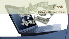  Presentation with notebook - Slides enhanced with money pouring background and a soft green colored foreground