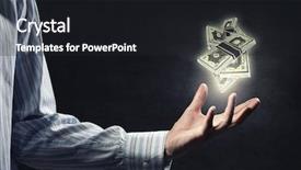  Presentation with hand holding colorful brain sketch - Slide deck having money power - close up of male hand background and a dark gray colored foreground