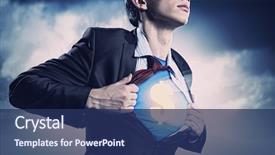  Presentation with dollar sign - Beautiful presentation design featuring money power - image of young businessman backdrop and a ocean colored foreground