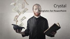  Presentation with hat - PPT layouts enhanced with money from the priest's hat background and a light gray colored foreground