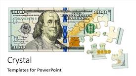  Presentation with puzzle - Cool new presentation theme with money puzzle isolated on white backdrop and a white colored foreground