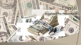  Presentation with puzzle pieces flying in - Audience pleasing slide deck consisting of money-puzzle-with-chained backdrop and a soft green colored foreground