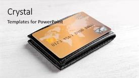  Presentation with credit card - Presentation theme with personal wealth - leather wallet and credit card background and a white colored foreground