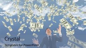  Presentation with rain sky - Amazing PPT theme having money rain against sky backdrop and a seafoam green colored foreground