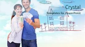  Presentation with water blue sky and peaceful - Slide deck featuring money roof - couple holding fans of cash background and a light blue colored foreground