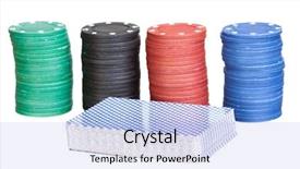  Presentation with round table - Beautiful PPT theme featuring money round table - deck of cards with four backdrop and a  colored foreground