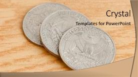  Presentation with 50 cents - PPT theme having money round table - dollar cents background and a lemonade colored foreground