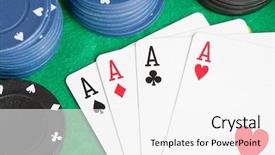  Presentation with poker chips - Slides with money round table - four aces and poker stacked background and a  colored foreground