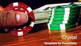  Presentation with set of poker chip - Theme with money round table - hand using poker chips background and a  colored foreground