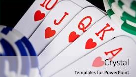  Presentation with poker chips - Beautiful slides featuring money round table - playing cards and poker chips backdrop and a sky blue colored foreground