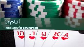  Presentation with bridge playing cards - Colorful presentation theme enhanced with money round table - playing cards and poker chips backdrop and a ocean colored foreground