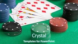  Presentation with round table - Colorful PPT theme enhanced with money round table - poker cards with straight flush backdrop and a  colored foreground