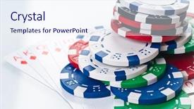  Presentation with round table - PPT layouts having money round table - stack of poker color chips background and a sky blue colored foreground