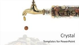  Presentation with save - Colorful slide deck enhanced with money save coins fall backdrop and a white colored foreground