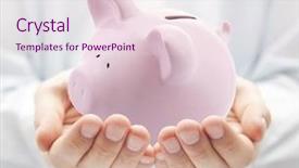  Presentation with pink business - Audience pleasing slide deck consisting of business savings - man holding big pink piggy backdrop and a lemonade colored foreground